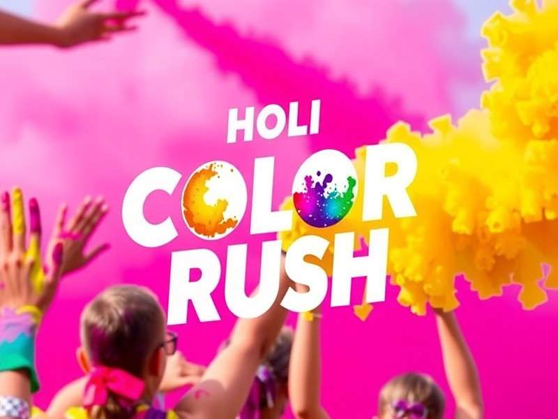 Holi Color Rush - Celebrate the Festival of Colors Holi Color Rush Banner showing vibrant colors and festival spirit
