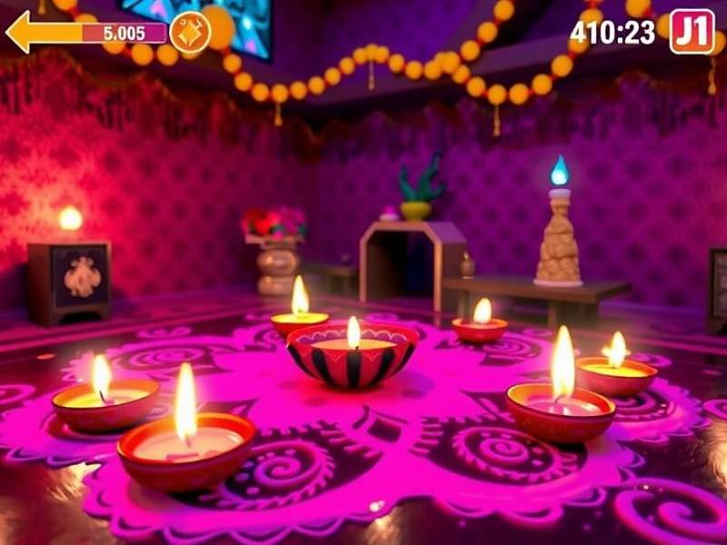 Holi Color Rush - Diwali Dhamaka Event Holi Color Rush Diwali event showing lit diyas and rangoli patterns in the game